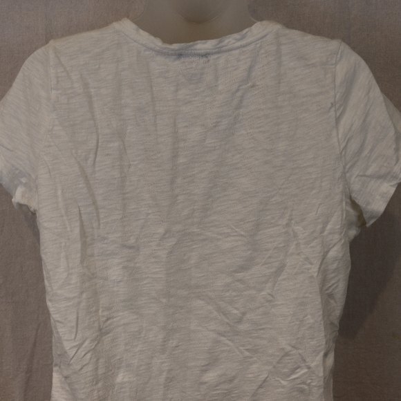 Talbots White Beaded Collar V Neck Cotton Embroidered TShirt Top L - Picture 9 of 12